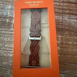 Tory Burch Brown Leather Braided Watch Band